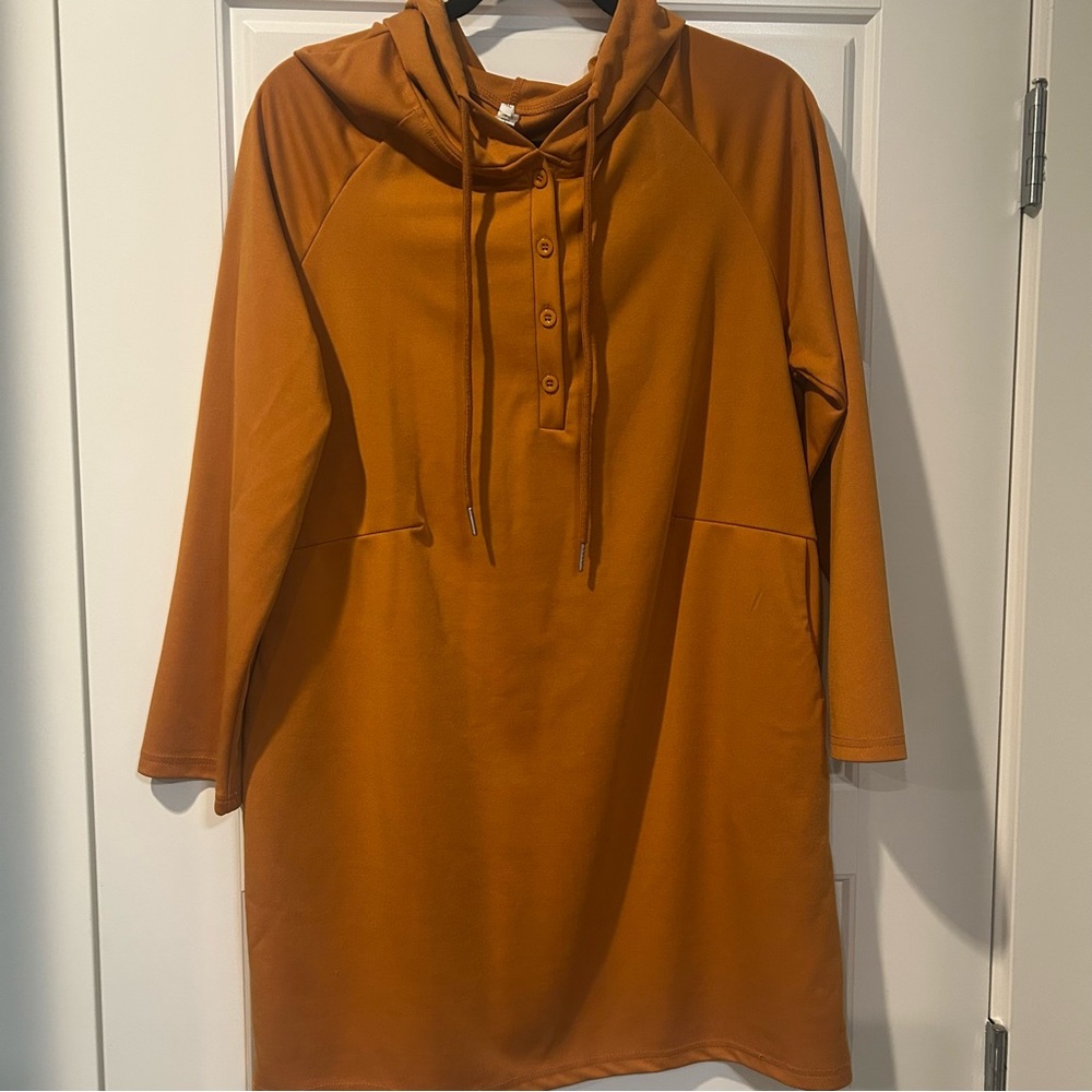 Warm Orange Hoodie Dress